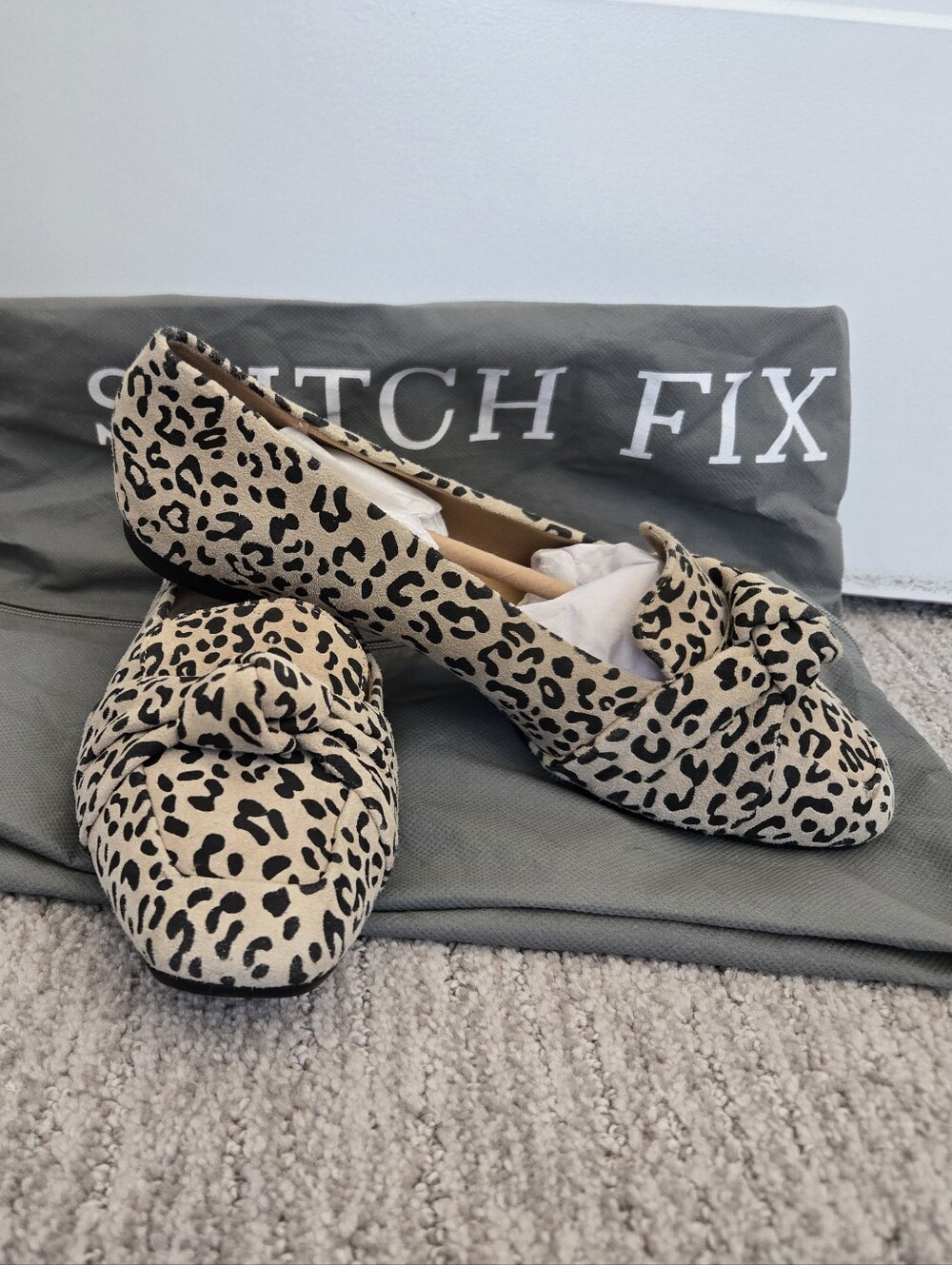 Leopard Knot Loafers — Beige/Black Women's Flats